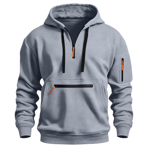 Big and Tall Hoodies for Men Quarter Zip Pullover Hooded Sweatshirt - image 7