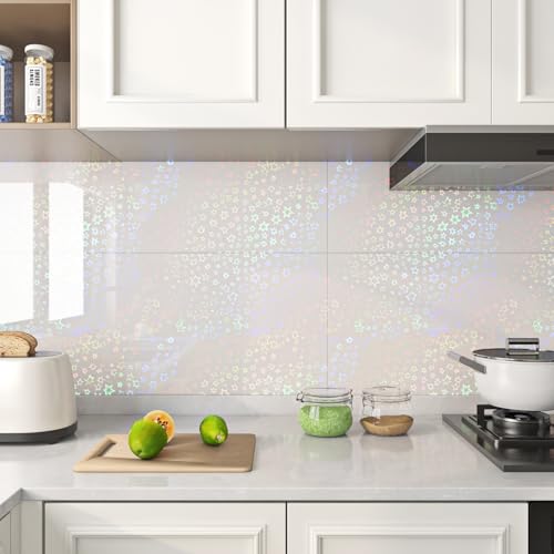 Image of Livelynine 15.8x197 Clear Contact Paper Peel and Stick Book Cover Protector Waterproof Holographic Laminate Sheets Stars Self Adhesive Contact Paper for Crafts Classroom Books Posters Stickers Photos