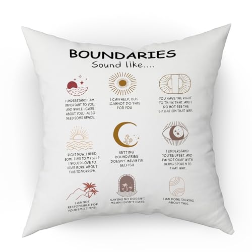 Mental Health Throw Pillow Cover Psychology Gifts for Women Psychologist Boundaries Sound Like Home Waist Pillowcase, Inspirational Counseling Therapy Office Decor Cushion Cover for Sofa Bed Couch -28