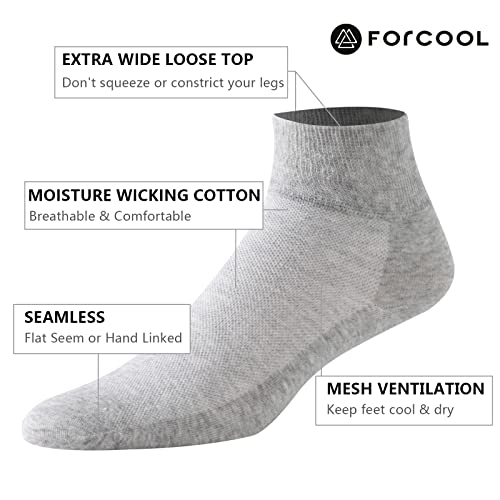 Forcool Non Binding Loose Top Seamless Ankle Low Cut Cotton Diabetic Socks for Men and Women, M/L/XL, 3/6 Pairs2