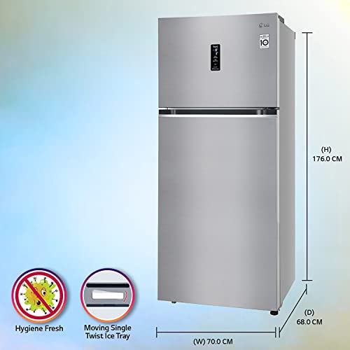 Image of LG 423L 3 Star Frost-Free Smart Inverter Wi-Fi Double Door Refrigerator (GL-T422VPZX, Shiny Steel, Convertible with Door Cooling+),Grey