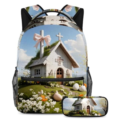 Sac à dos avec trousse blanche de Pâques pour ados et enfants