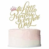 Bekaterea A Little Princess is on her Way Cake Topper,Crown Girl Cake Decorating，Good for baby shower, Gender reveal,girls birthday party decoration supplies (gold)