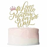 A Little Princess is on her Way Cake Topper,Crown Girl Cake Decorating，Good for baby shower, Gender reveal,girls birthday party decoration supplies (gold)