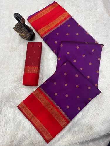 Image of Dharmavaram Pattu Paithani Saree Pure Silk Zari Weaving Floral Border Rich Pallu With Blouse Piece
