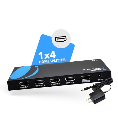 Image of OREI HDMI Splitter 1 in 4 Out - 4K@60Hz HDMI 2.0 Splitter with HDCP 2.2, EDID Management, and LPCM /Dolby /DTS Audio Support - Compact Plug & Play Design