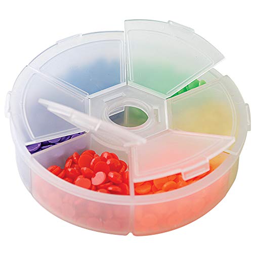 Image of The Beadery 6 Compartment Round Organizer Storage Container, clear