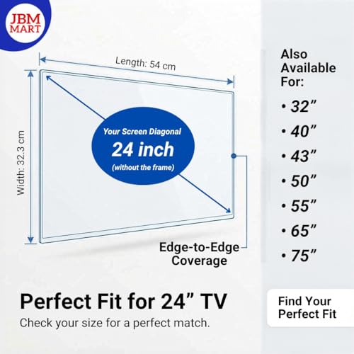 Image of JBM MART 24 Inch LED /LCD /3D /PLASMA TV Screen Protector Glass TV Guard [Non Breakable Tempered Fiber Glass Guard]- 100% Crystal Clear Transparent