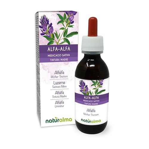 Alfalfa (Medicago sativa) hierba con flores Tintura Madre sin alcohol Naturalma - Rica en clorofila natural - Extracto líquido gotas 120 ml - Complemento alimenticio - Vegano