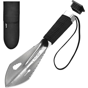 iunio Hiking Trowel, Camping, Backpacking, Portable Shovel, Multitool, Ultralight Camp Tool, with Carrying Pouch, for Gardening, Outdoor, Survival