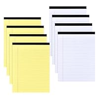 6 Stück Legal Pad Notizblöcke A4, 29,5 x 21,4 cm, Farbige Schreibblöcke, Note Pads, Papierblöcke, breit liniert, 50 Blatt pro Pad (8, Gelb + Weiß)