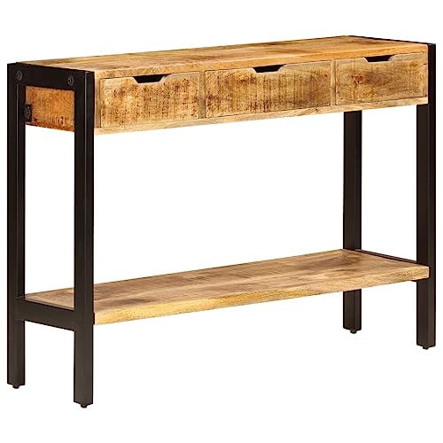 ZQQLVOO Vitrina Salon Aparador Cocina Aparador Muebles de Salon Aparador con 3 cajones Madera Maciza de Mango 110x35x75 cm