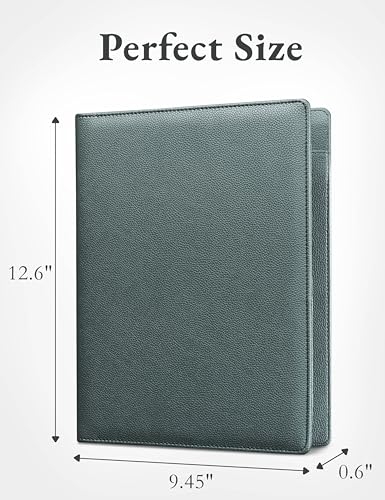 mymazn padfolio portfolio folder faux leather interview resume folder with document organizer amp business card holder letter-sized notepad legal pad holder for men women grey green
