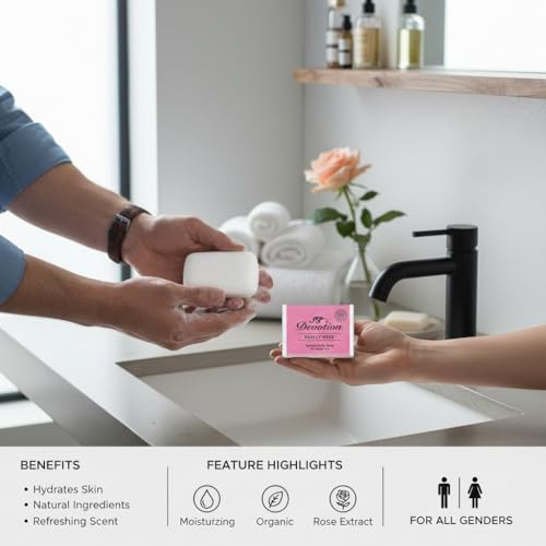 Image of Devotion | REALLY ROSE Natural Bath Soap | Pack of 6 | 75g | Natural, Moisturizing & Nourishing for Soft Skin