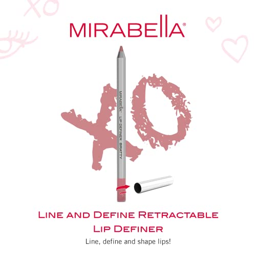 Mirabella Lip Definer Pencil, Bratty - Retractable Line & Define Lip Liner With Sharpener - Long-Lasting, & Ultra-Creamy Formula With Vitamin C & E Is Smoothing & Moisturizing - Gluten & Cruelty-Free #TOP1