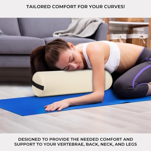 Image of ForPro Professional Collection Full Round Bolster Pillow, Creme, Oil and Stain-Resistant, for Massage and Yoga, 6 inch R x 26 inch L (Pack of 2)