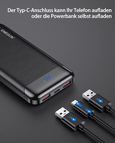 ENEGON Kit di ricarica portatile: batteria esterna da 10000 mAh con caricatore rapido da 20 W, cavo USB-C e doppia Porta USB C in&out, compatibile con iPhone, Samsung, iPad, Xiaomi e altri.