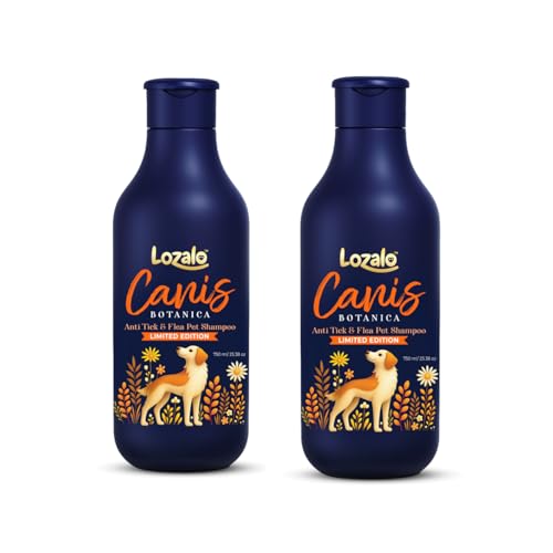 Image of Lozalo Canis Botanica Pet Shampoo 1500ml (750 ml+750 ml Free) Anti Tick & Flea Dog & Cat Shampoo with Neem, Lemongrass & Eucalyptus | pH Balanced & Paraben Free Shampoo for All Breeds