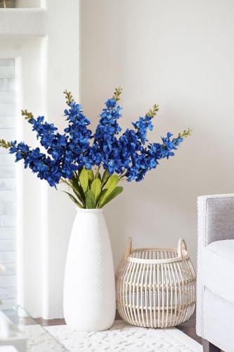 Ipopu Delphinium Artificial Flowers Snapdragon Flowers Royal Blue Flowers 6 Pcs Artificial Antirrhinum Snapdragon Flowers 33.5 In Long Stem Flowers For Tall Vase Wedding Home Decor thumb #5