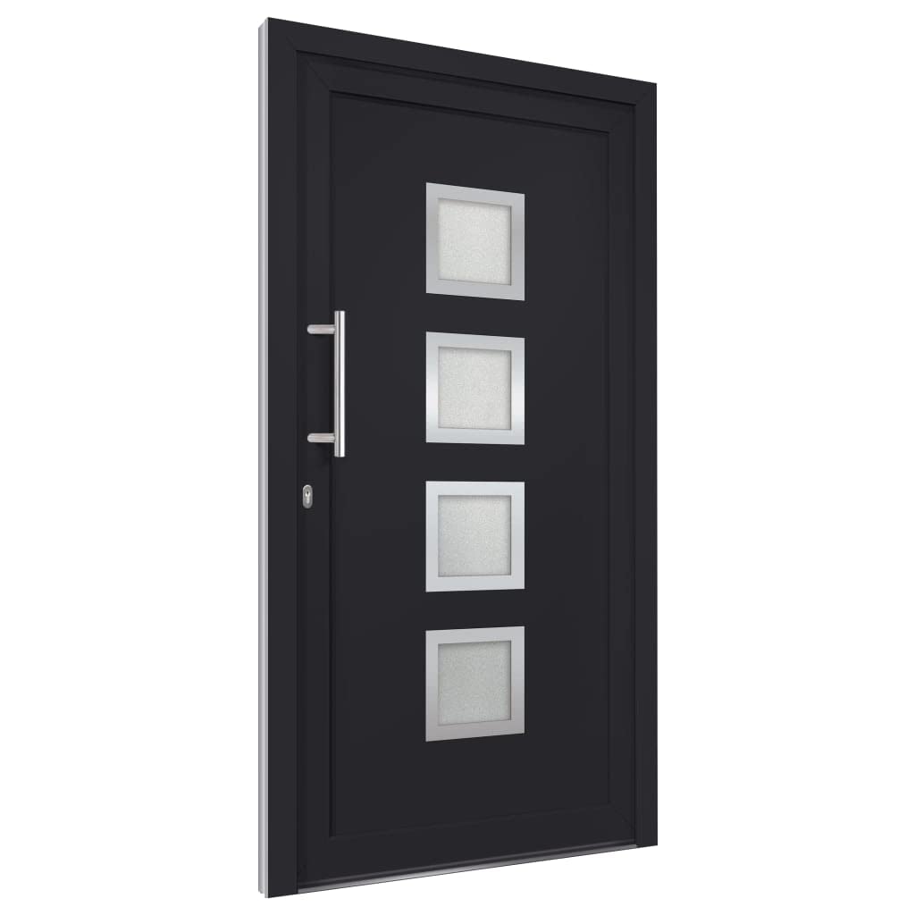 vidaXL Porta di Ingresso con Accessori Sicurezza Eleganza Entrata Casa Edifici Soglia Alluminio Rinforzi e Anima in Acciaio Antracite 108x208 cm