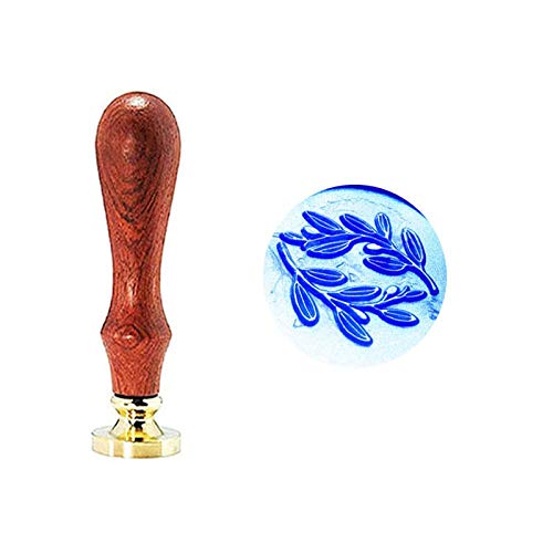 YGHM Natural Botanical Twig Leaf Wax Seal Stamp,Vintage Ideal for Decorating Gift Packing, Wedding Invitation Sealing Stamp Rosewood Handle Set