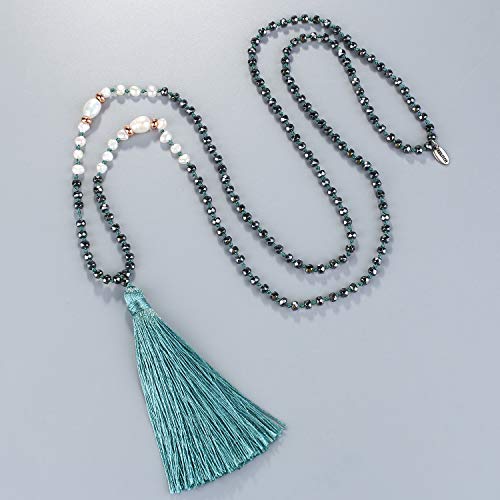KELITCH Collier De Gland Pour Femmes Collier De Perles D'eau Douce Collier Cristal Bohême Pour Femmes – Image 4