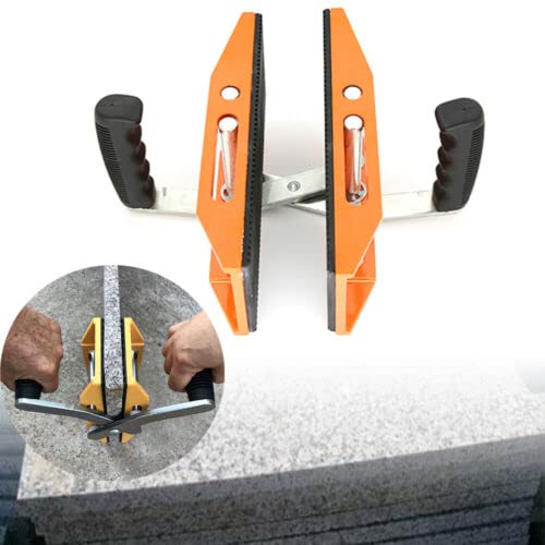 BJTDLLX Double Handed Stone Carrying Clamps, Lifting Clamp Handed for Metal Sheet Ceramic Plate Granite Marble Stone Slab Glass Carry Tools with Rubber-lined ?0.2-1.7in) 330lbs Loaded