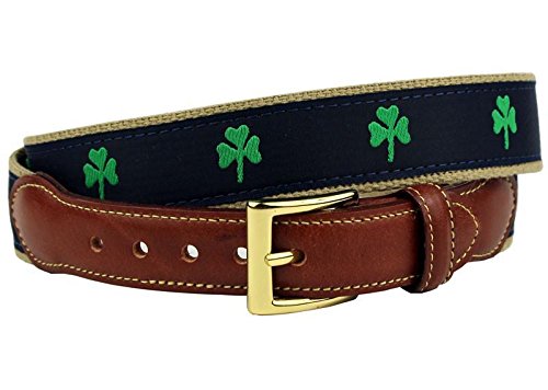 COUNTRY CLUB PREP Luck of the Irish Shamrock Leather Tab Belt in Navy2