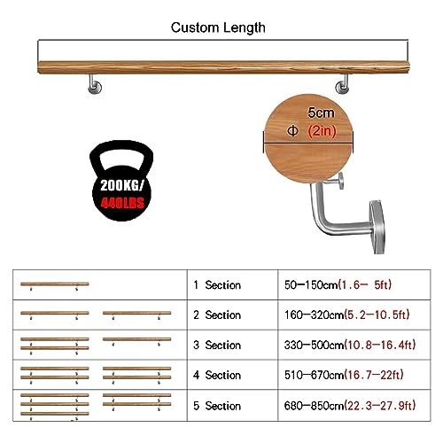 Rampe d'escalier en bois kit modulable main courante murale - 4