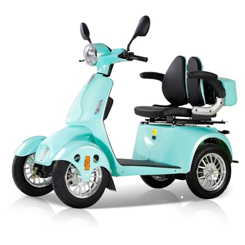 Heavy-Duty 4 Wheel Mobility Scooters for Seniors Adults 800W 3-Speed Travel Long Range Electric Battery Powered Scooter Medical Mobility Weight Capacity of 500lbs Adjustable seat (14-Green)