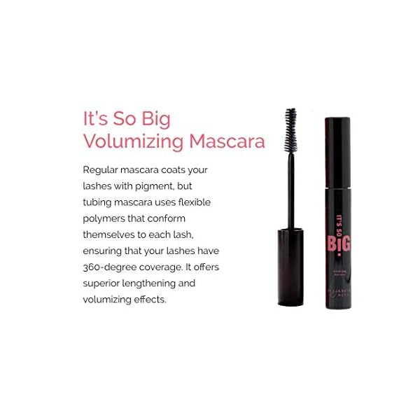 Elizabeth Mott Black Volumizing Smudge-Proof Mascara-Cruelty Free Lengthening Fiber Mascara with Hourglass Wand-Water Resistant, No Clump, Amazing Eyelashes, Safe with Lash Extensions, Full-Size 8 ml