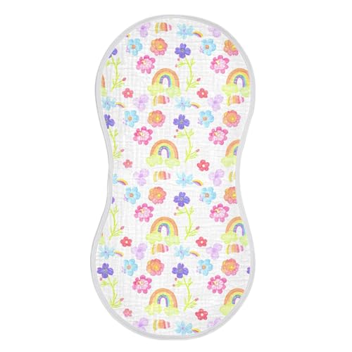 xigua Colorful Rainbows Baby Burp Cloths for Newborn Boys and Girls 1 Pack, Soft & Absorbent Cotton Baby Burp Cloth, Baby Washcloths, Newborn Towel, Burp Rags