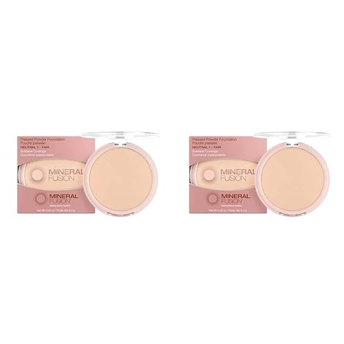 Mineral Fusion Base de maquillaje en polvo prensado, neutro 1-0.32oz ea (paquete de 2)