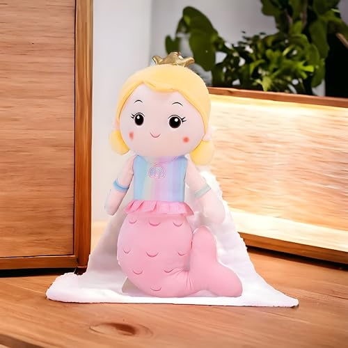 Image of Liquortees Cute Mermaid Plush Toy for Baby Girl - Teddy Bear Doll Gift for Girls Age 5 to 10 Years, Soft Plushies Toys (32 cm Combo Red & Pink)
