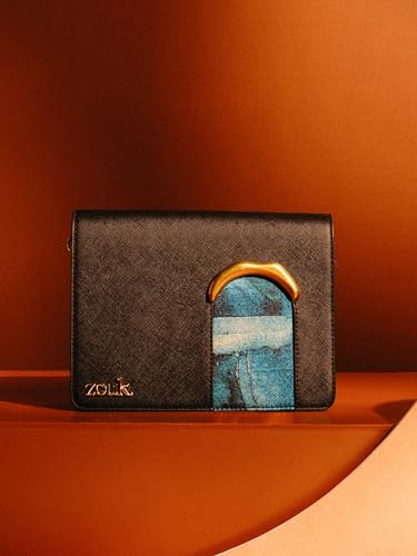 Image of ZOUK Women's Jharokha Vegan Leather Sling Bag | Dual Magnetic Flap | Crossbody Bag | Adjustable Strap