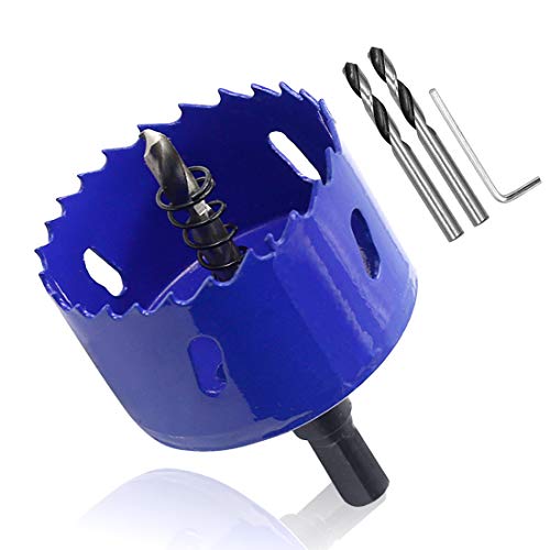 Image of Luomorgo 2 3 /8 inch 60mm Hole Saw, 1 1 /4 inch Cutting Depth HSS Bi-Metal Hole Cutter with Hex Shank Drill Bit Adapter for Wood Cornhole Boards Plastic Drywall Fiberboard
