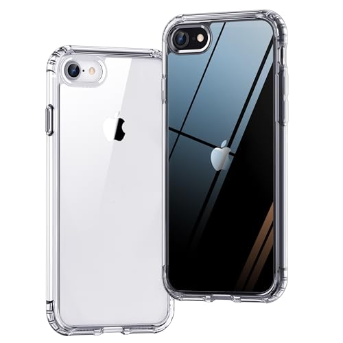 Image of ONES for iPhone SE3 SE2 SE 8 7 Case Clear, [PC + TPU Hybrid][Military-Grade Drop Protection][Anti-Yellowing], Shockproof Silicone Hard Cover, Transparent Slim Case