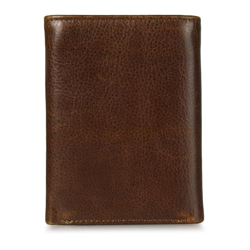 Lucky Brand Men's Trifold Wallet Id Window Card Slots Organization Durable Stylish, Grain Leather-Brown, Tri-Fold2