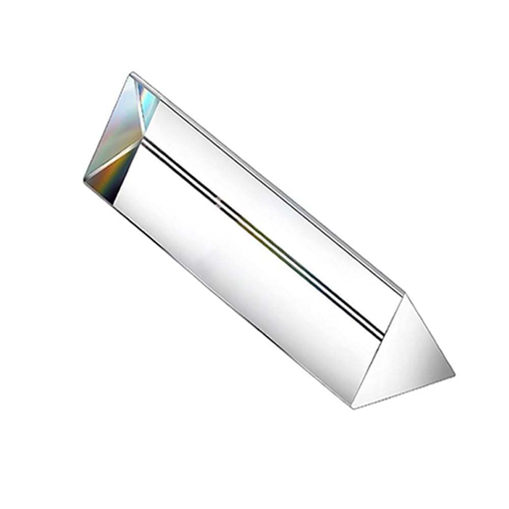 SagaSave 1Pcs K9 Crystal Optical Glass Triangular Prism Clear Triple Prism for Photography Effects Physics Teaching Light Spectrum Optics Kit, 150mm