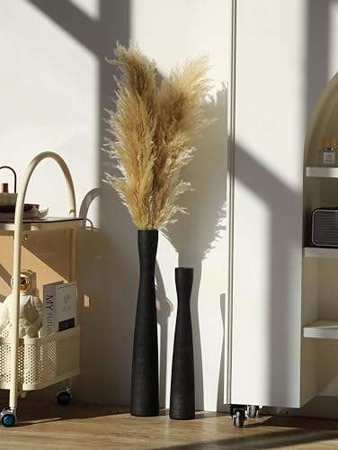 Image of AETVRNI 16 inch Tall Black Ceramic Vase Home Decor,Floor Vase for Pampas Grass