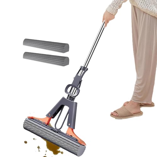 Trapeador de Esponja PVA para Limpieza de Pisos - Fregona Rodillo Con Mango Ajustable, Absorbente y Eficiente para Suelo