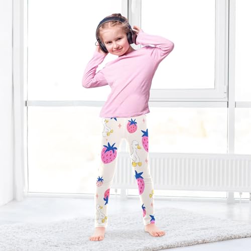 Strawberry Goose Girls Leggings,Workout Leggings for Girls Toddler Athletic Legging Size for 3-10T4