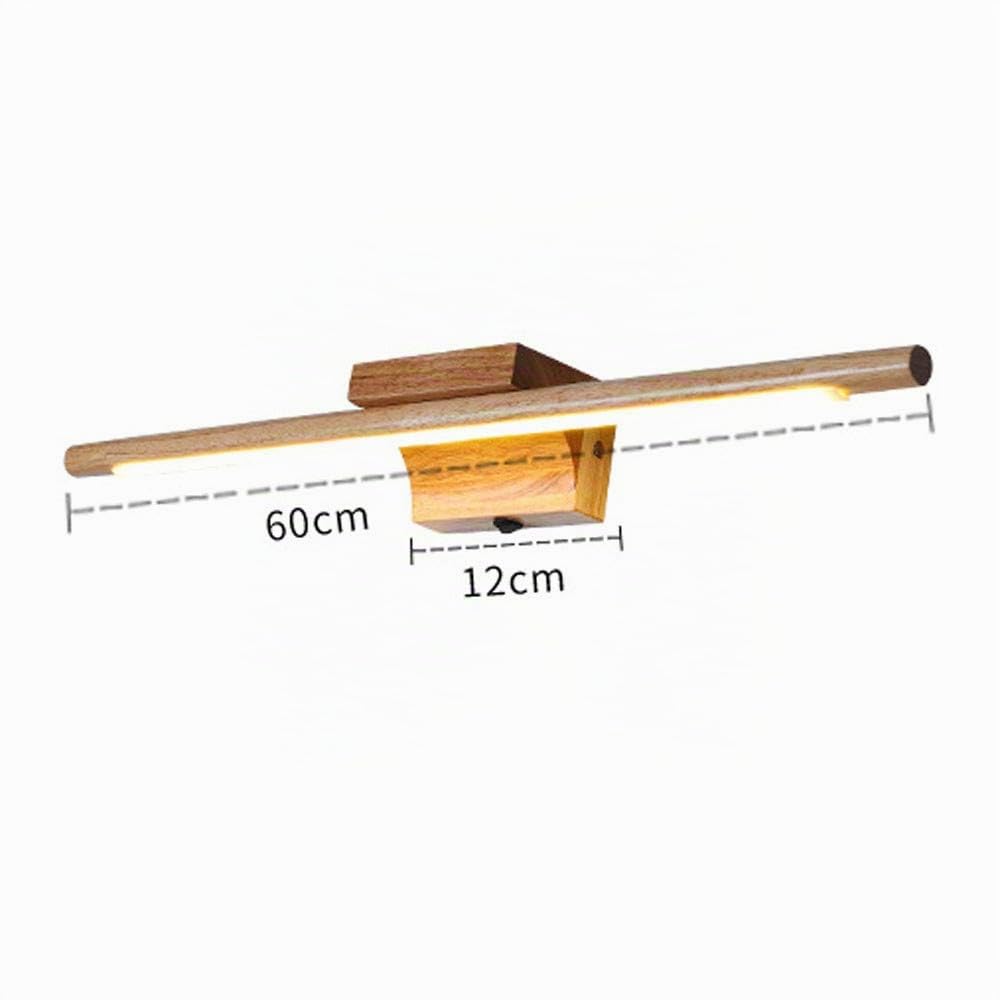 Lámpara de Espejo LED Madera, Aplique de Pared Baño, 60CM Luz Baño, Lámpara de Pared Espejo Iluminación para Maquillaje 10W, No-regulable IP44,Blanco