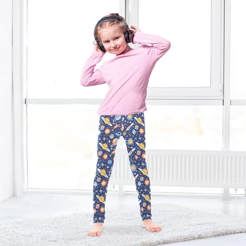 KLL Astronauts Constellations Planets Little Girls Legging Stretch High Waisted Pants Running4