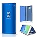 Produktbild TAITOU Huawei Mate 10Pro Shell, Translucent Window View Flip Wallet Stand Cover, Shiny Plating Make Up Mirror, Smart Sleep/Awake Hard Case for Huawei Mate10 Pro, Scan QR Package Code, Sapphire