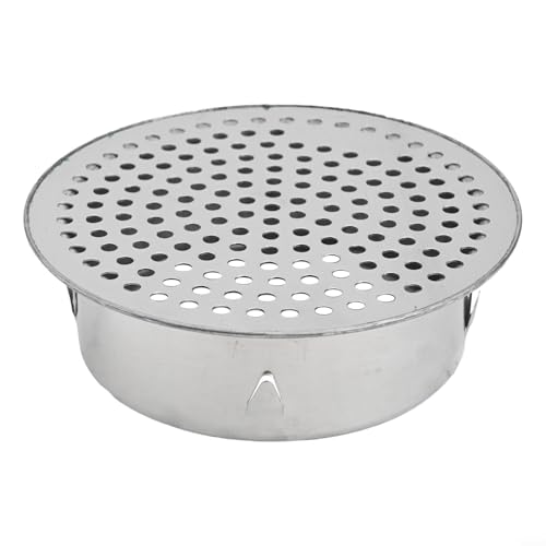 304 Stainless Steel Floor Drain for PVC Pipe – Hollow Roof Drain Grate, Balcony Drain Cover & Garden Floor Drain Cap, Outdoor Drain Pipe Adapter, 40–200(125 Tubes)