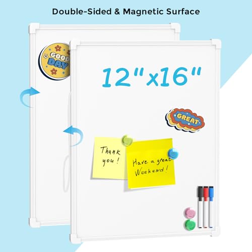 maxgear double-sided dry erase board for wall 1634x1234 hanging whiteboard small dry erase white board with 3 markersamp4 magnets portable whiteboard for students - planning drawing memo to do list