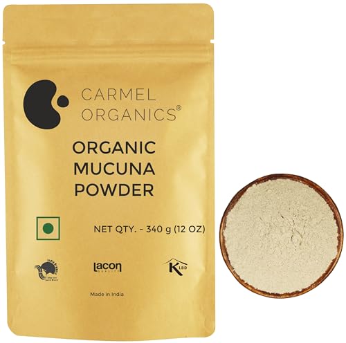 Image of CARMEL ORGANICS Mucuna (Kapikacchu) White Seed Powder 340 Grams Rejuvenate Body & Mind | Jaivik Bharat Certified | Non-GMO | Kapikachu Podi | No Added Preservatives | Mucuna Pruriens