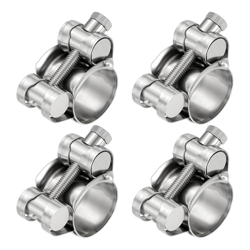 Kozelo 4Pcs 304 Stainless Steel T-Bolt Hose Clamp, Adjustable OD Range 0.7" to 0.7" (17-19mm) Heavy Duty Pipe Strap Clamp, Metal Fuel Line Clamping for Automotive, Plumbing, Industrial