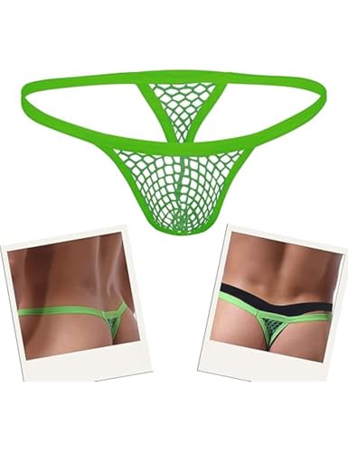 ohmydear Men's Fishnet Underwear Sexy Mesh G-String See Through Thong Breathable Bikini T-back Panties4